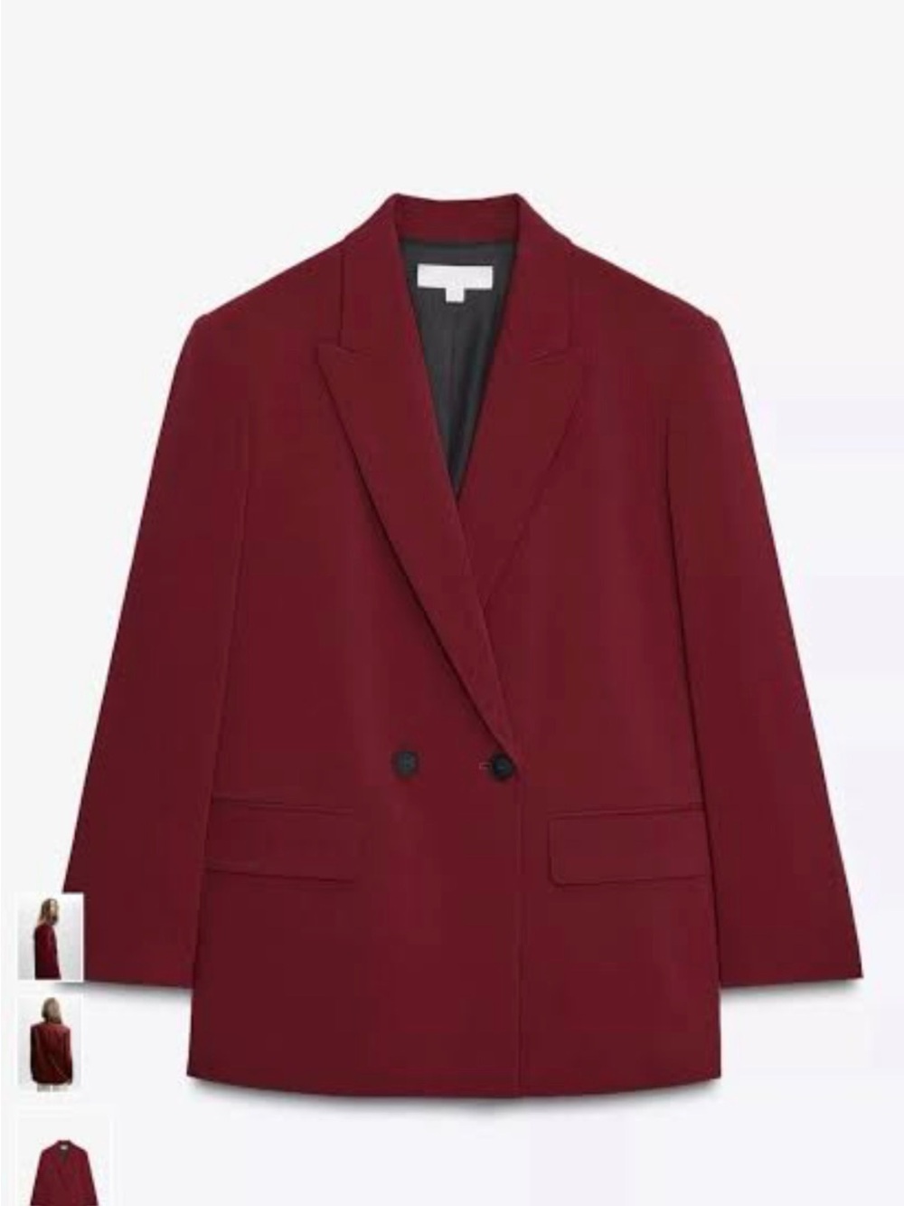 Zara New with Tags Double-Breasted Burgundy Blazer
